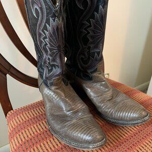 DAN POST Exotic Brown Teju Lizard Cowboy Western Boots 8D